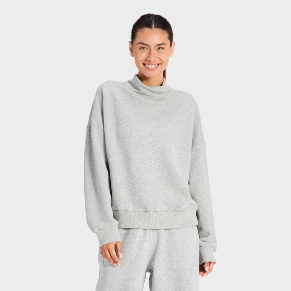 Women's Mockneck Active Pullover - JoyLab Gray XS